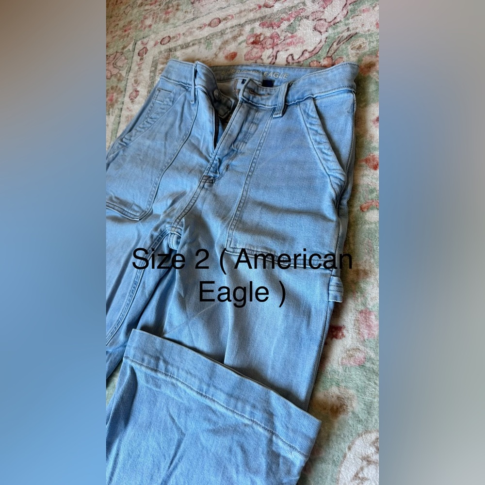 American Eagle Outfitters Women's Light Blue Overalls
